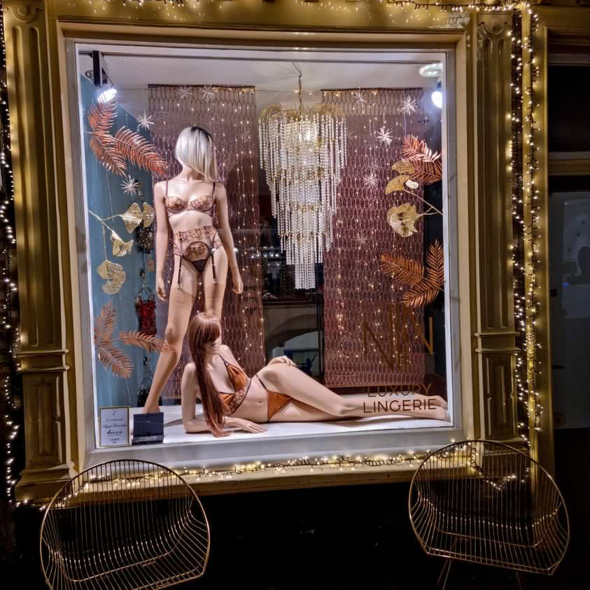 IHUOMA in new stockist, Nin Luxury Lingerie window 