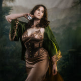 Founder_of_Orchid_Corsetry_wears_Kauri_Waspie_in_Chocolate_paired_with_Nairobi_Silk_Embroidery_Kimono_and_Divine_Feminine_Slip_Dress