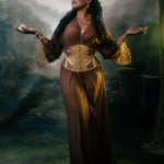 Ihuoma Founder wears Kauri Waspie In Gold paired with Kauri Mesh & Embroidery Robe