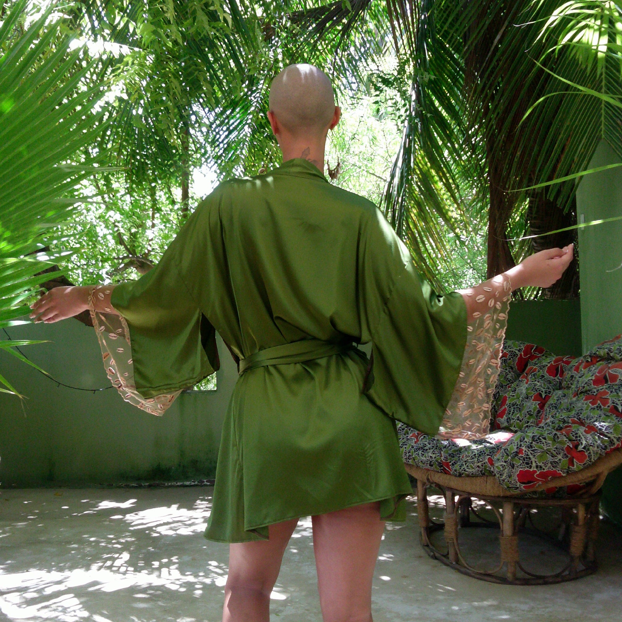 Model wearing Kauri Silk Kimono - back