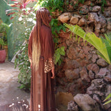 Model wears Kauri Mesh Boudoir Robe paired with Kauri Balconette, Suspender and brief - back view