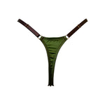 Nairobi Silk Green thong with brown straps on a white background
