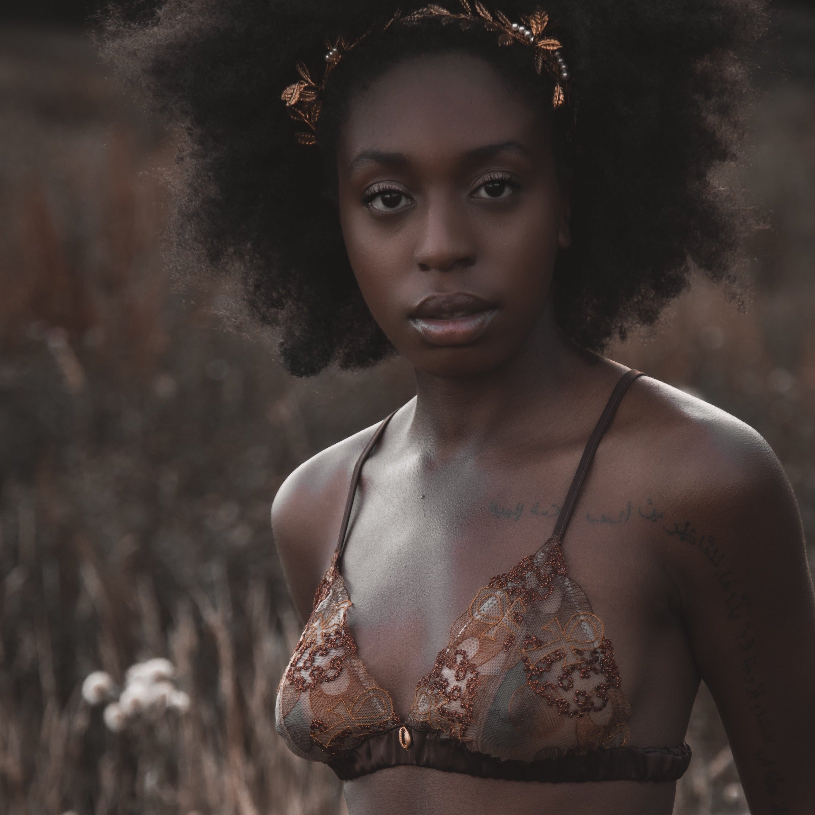 Divine Feminine Triangle Embroidered Bralette_campaign_model 4_front_Ihuoma