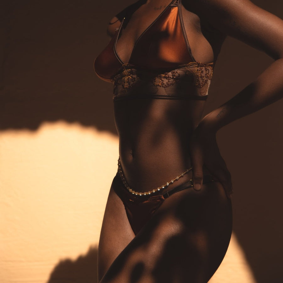 Ihuoma, Mawu Copper Silk brief, Silk Underwear, Black designer