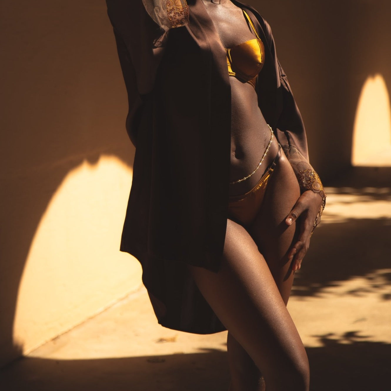 Oshun Gold Silk Tanga Brief & Silk Bra_model2_Ihuoma
