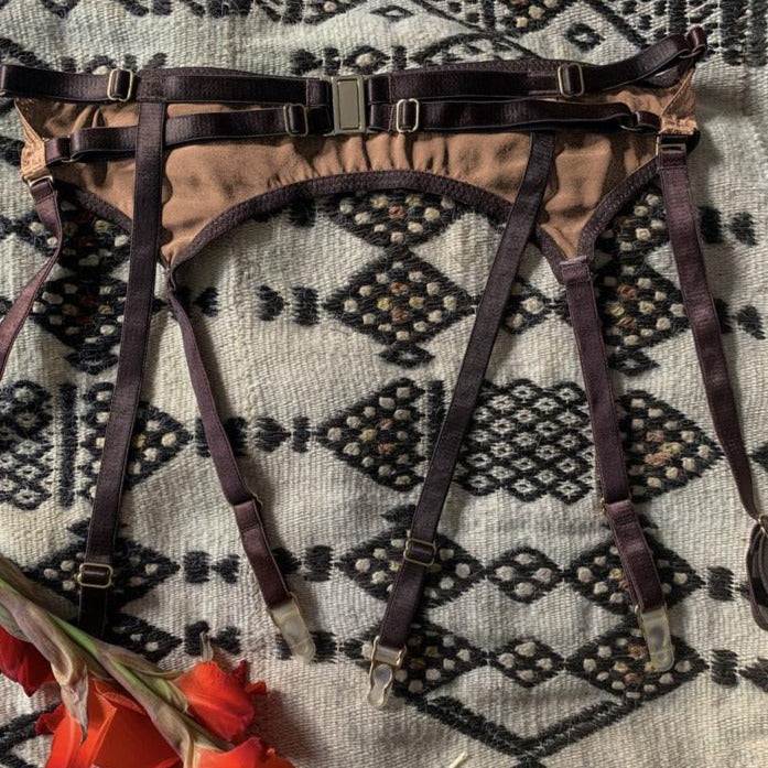 Ma'at Bronze Silk Suspender_flat lay_back_Ihuoma