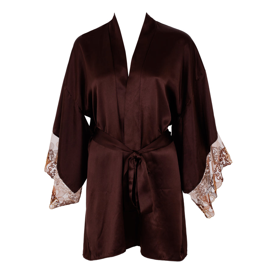 Asase Ya Chocolate Silk Kimono_Product front_Ihuoma
